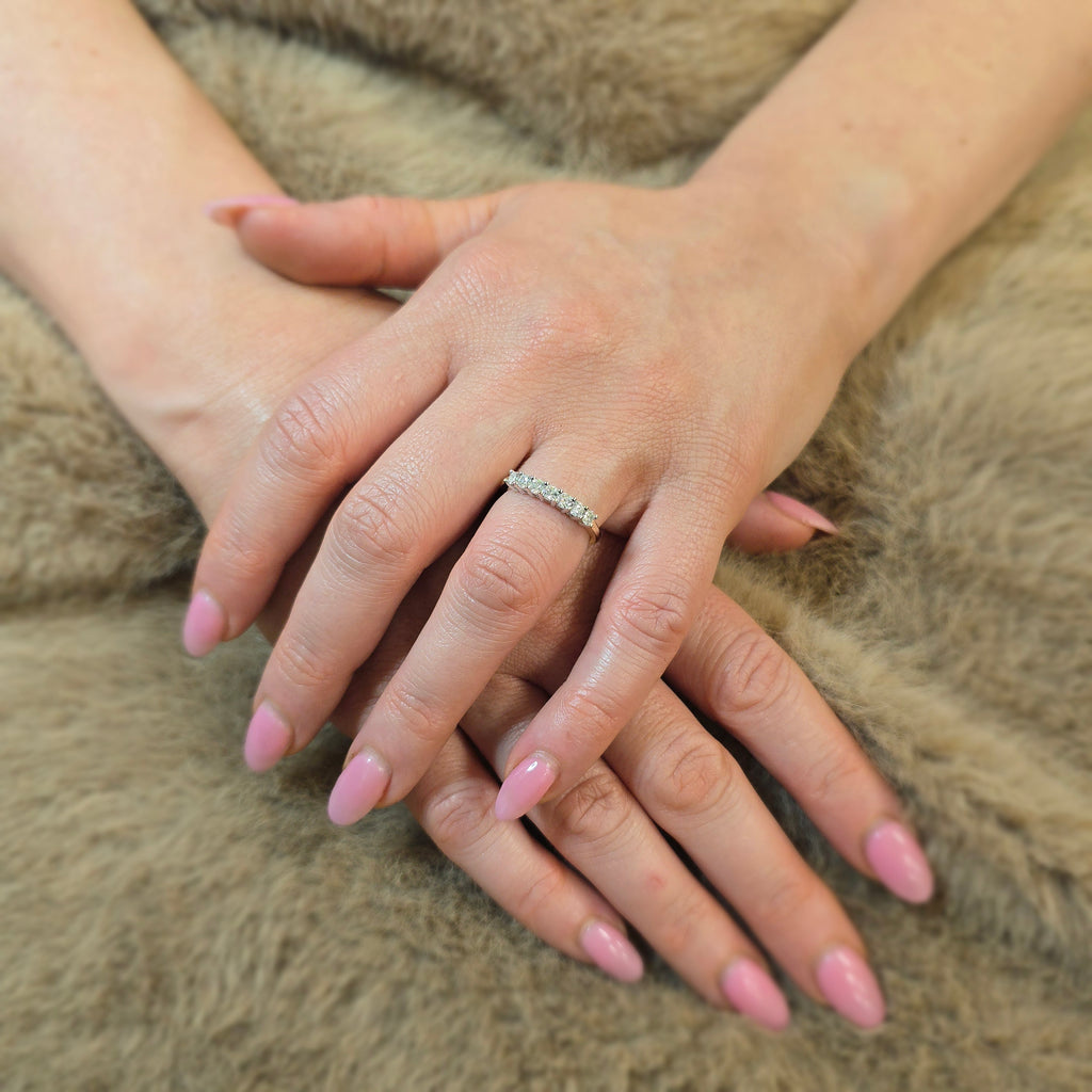 9ct Gold 0.50 Carat Natural Diamond 7 Stone Eternity Engagement Ring