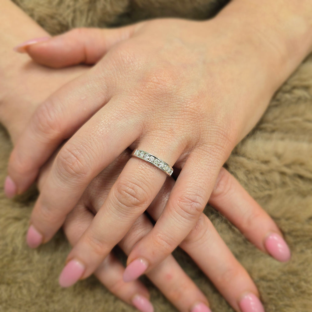 9ct White Gold 0.50 Carat Natural Diamond Channel Set Eternity Band Ring