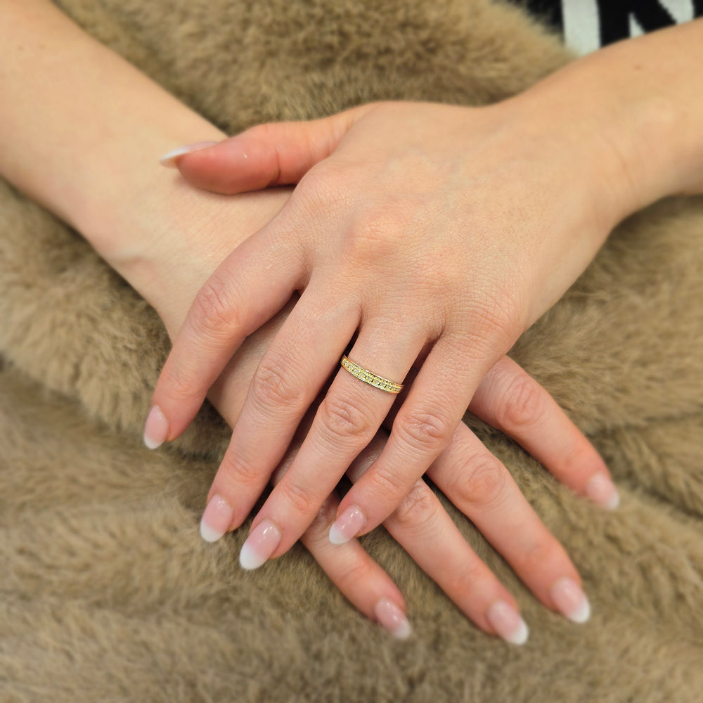 9ct Gold Natural Diamond Channel Set Eternity Band Ring