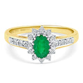 9ct Yellow Gold Emerald & Diamond Cluster Ring