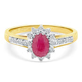 9ct Yellow Gold Ruby & Diamond Cluster Ring
