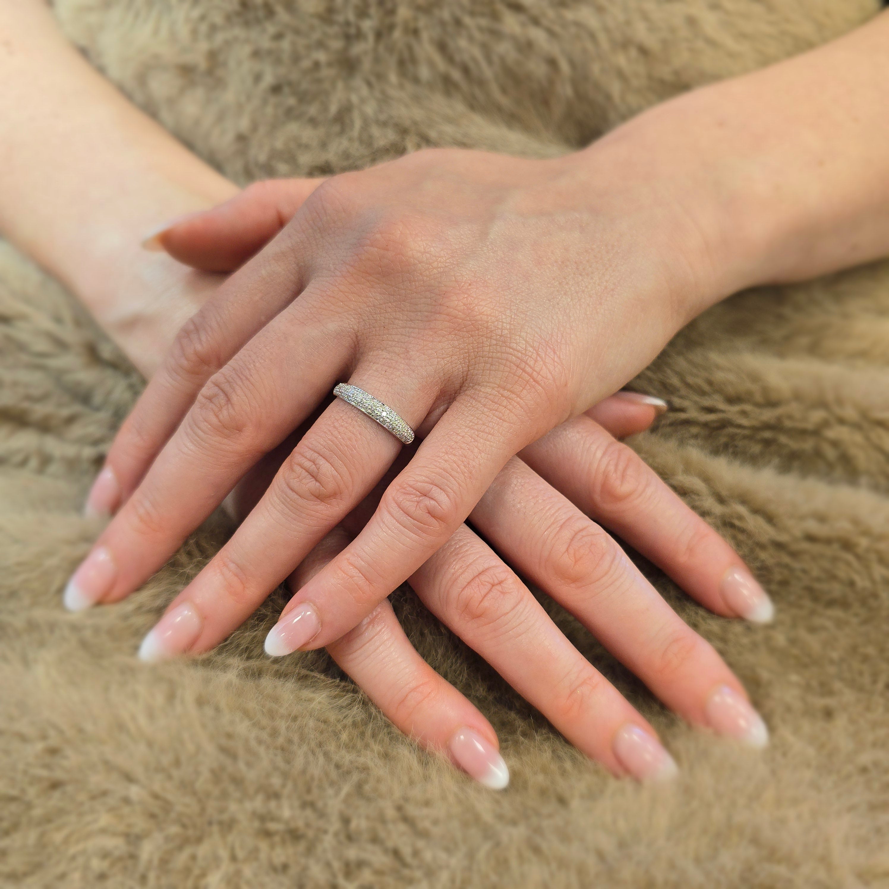 9ct White Gold 0.15 Carat Natural Diamond Cluster Eternity Ring