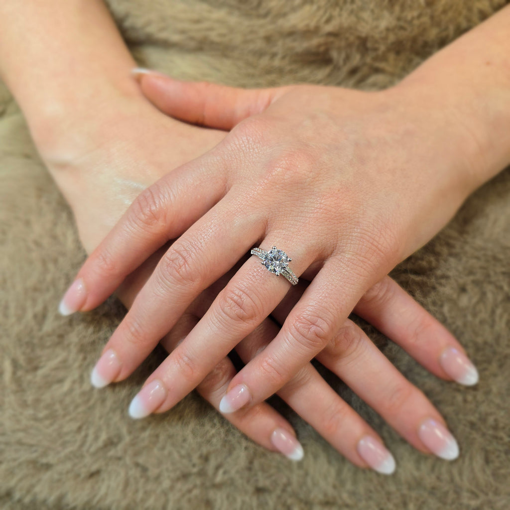9ct White Gold Cubic Zirconia Engagement Ring