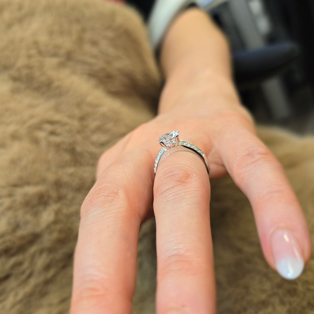 9ct White Gold Cubic Zirconia Engagement Ring