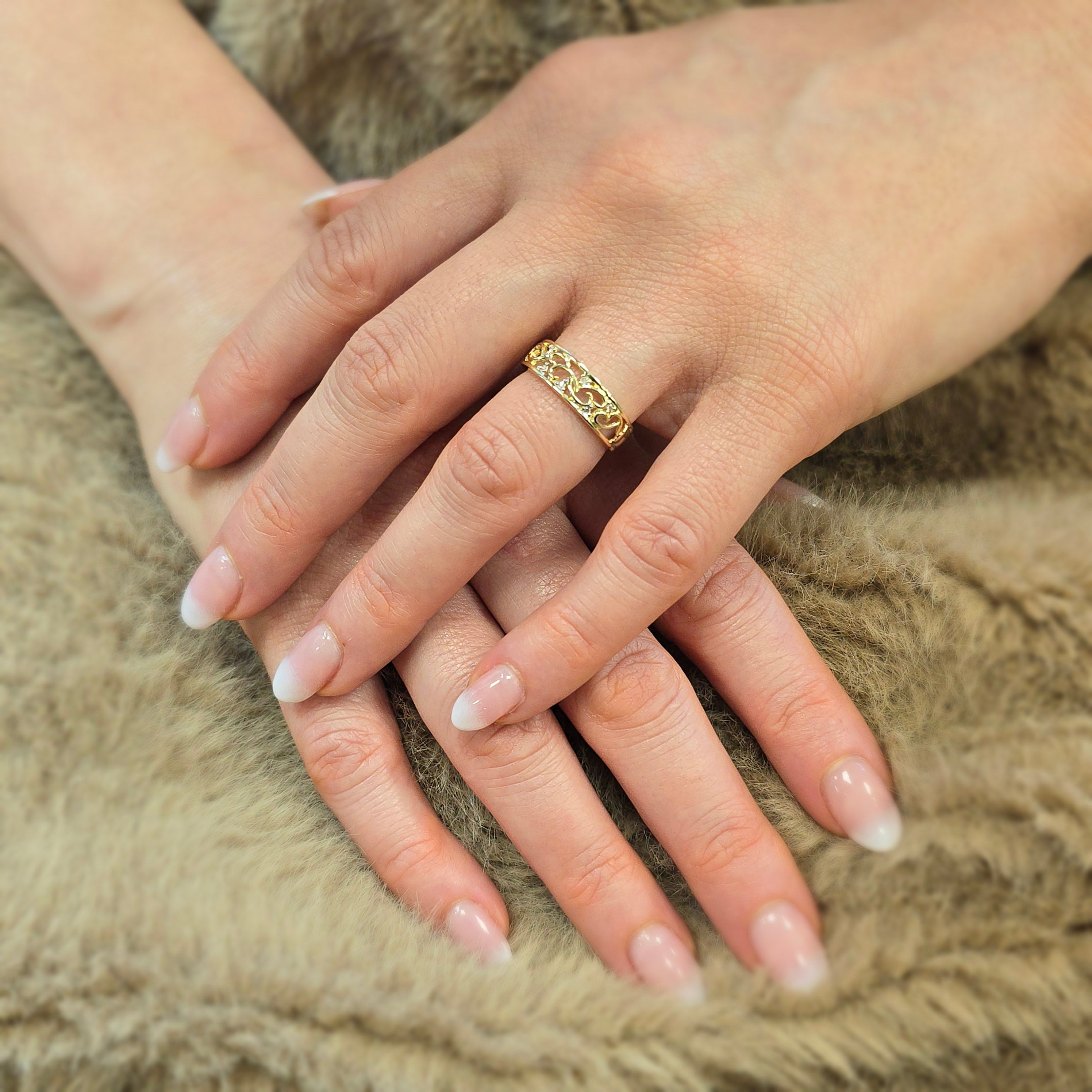 9ct Gold Natural Diamond Filigree Lattice Ring