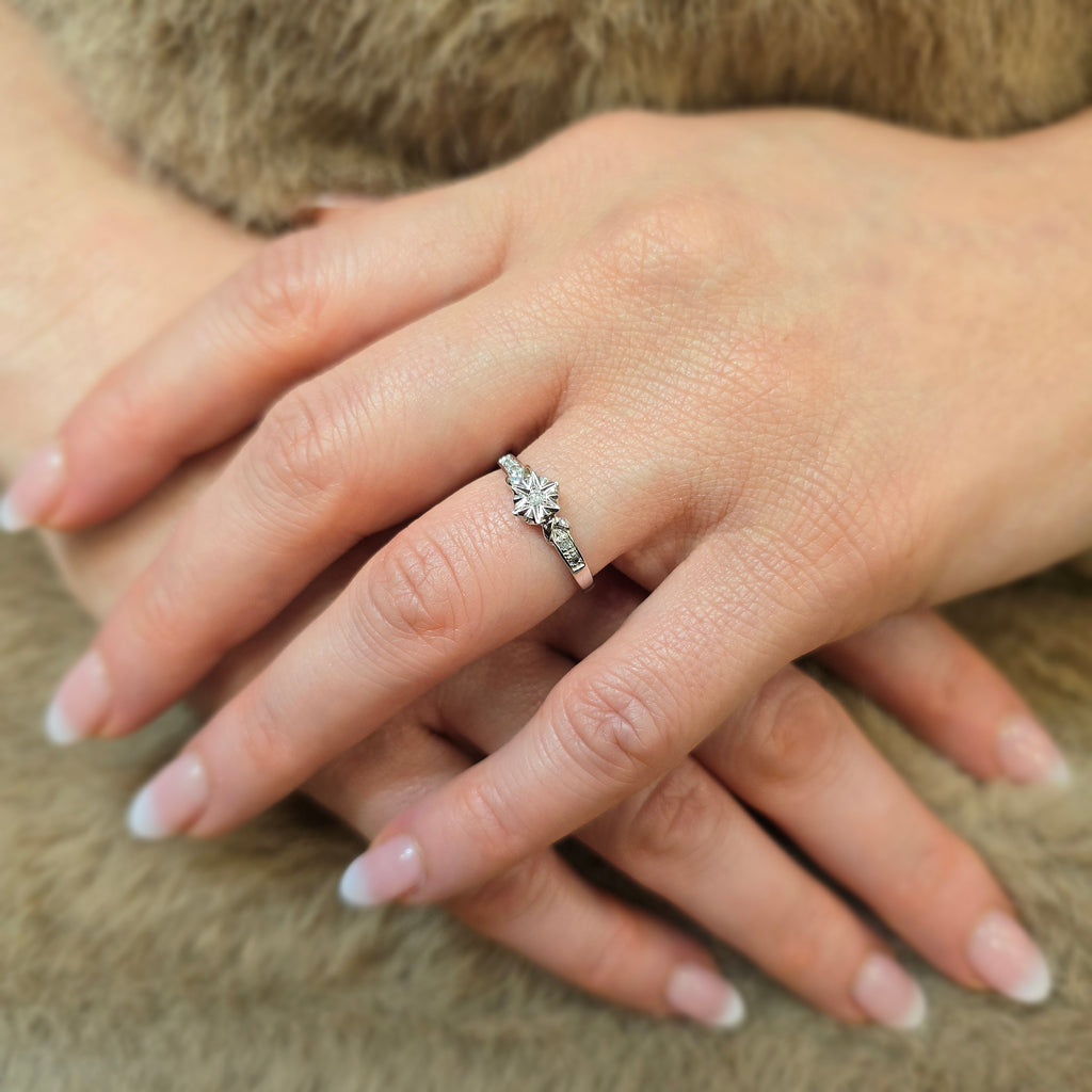 9ct White Gold Natural Diamond Classic Engagement Ring