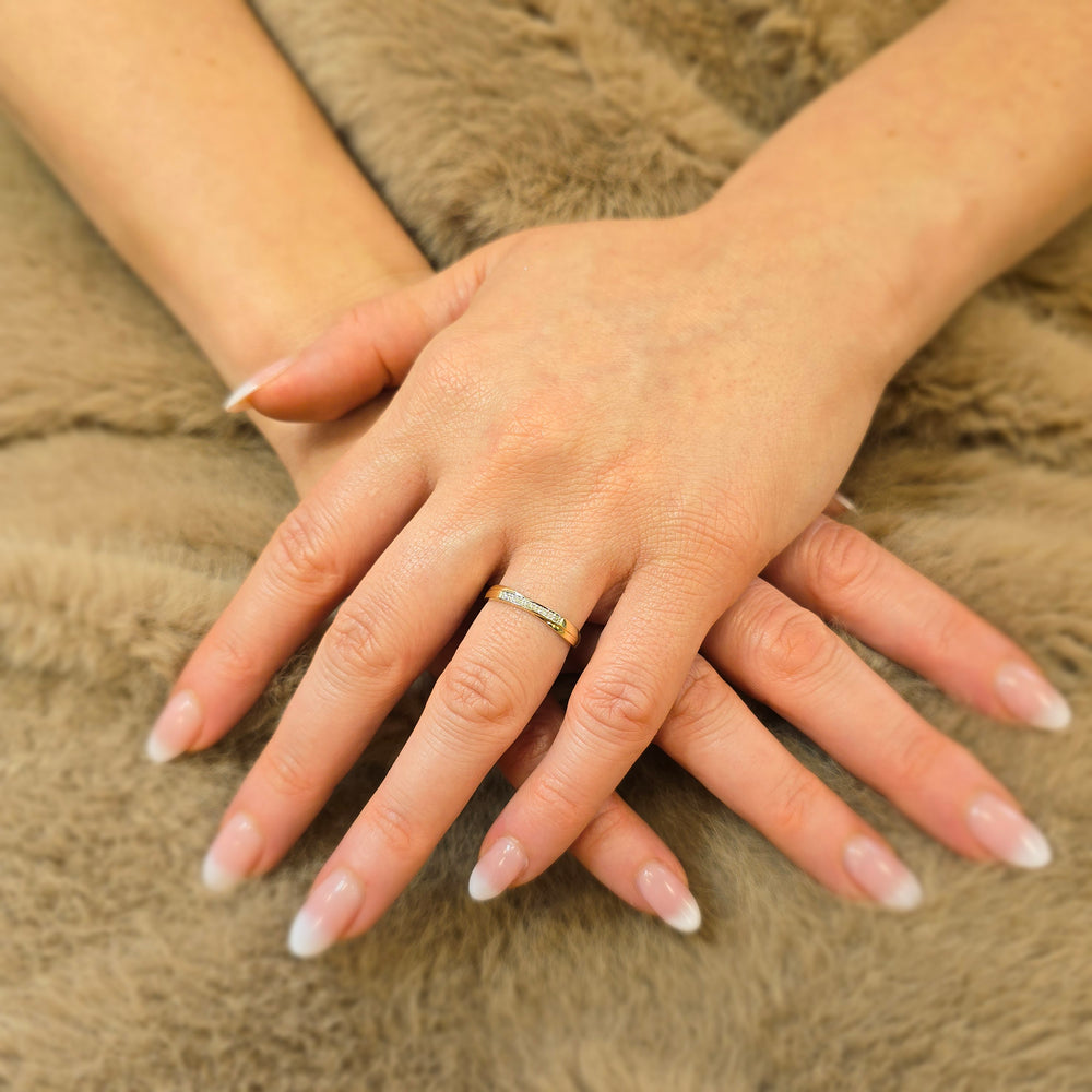 9ct Gold Natural Diamond Crossover Wedding Band Ring