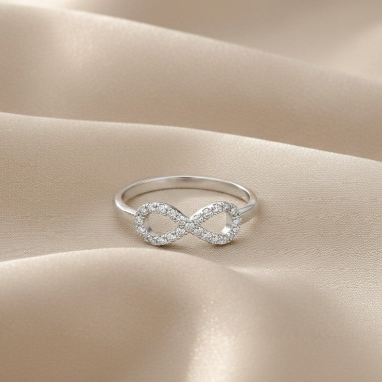 9ct White Gold 0.15 Carat Natural Diamond Infinity Ring