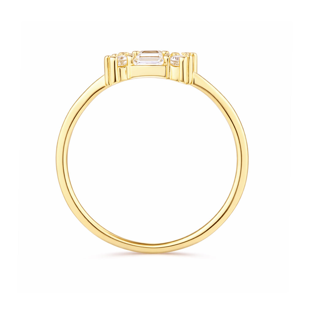 9ct Yellow Gold CZ Baguette Square Cluster Ring