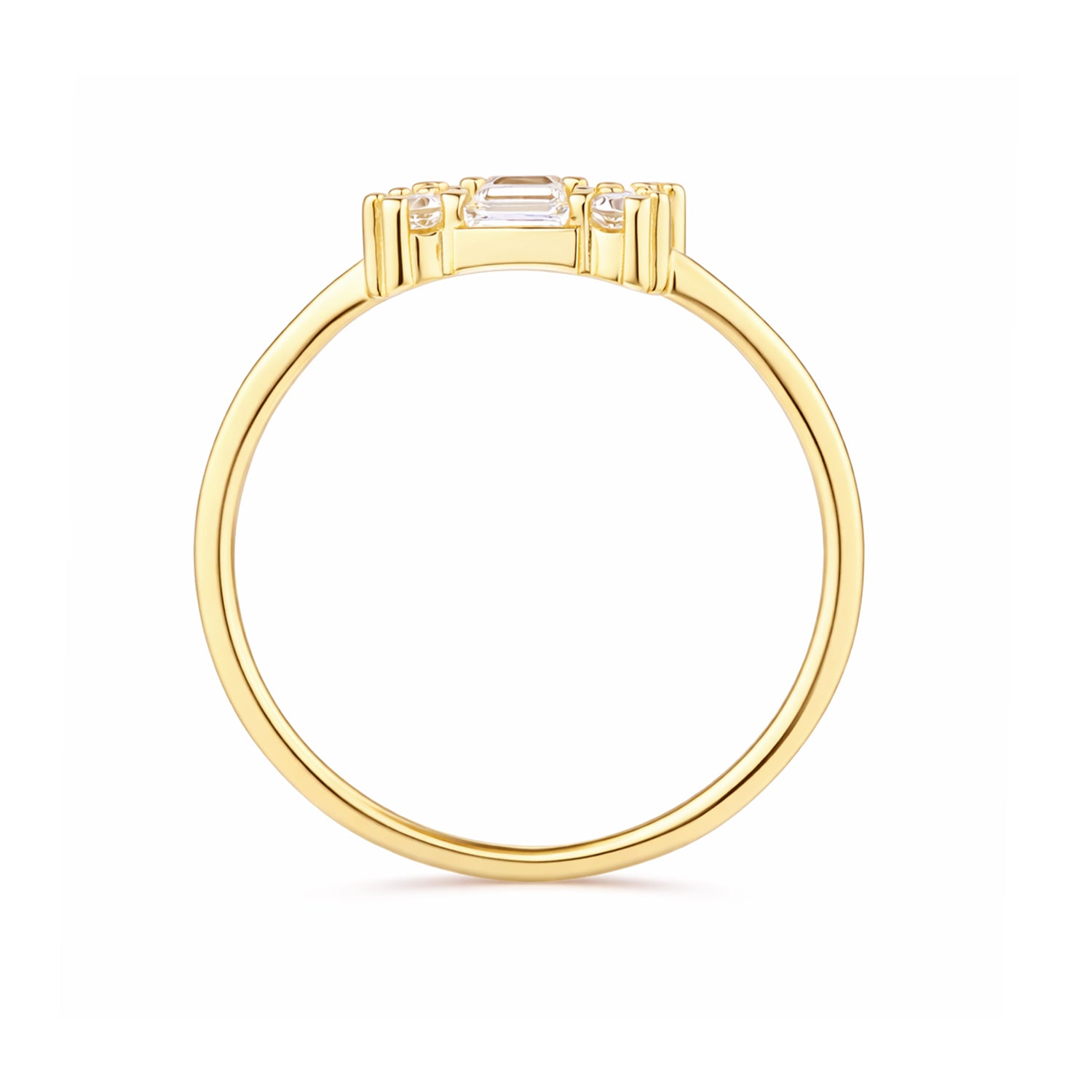 9ct Yellow Gold CZ Baguette Square Cluster Ring