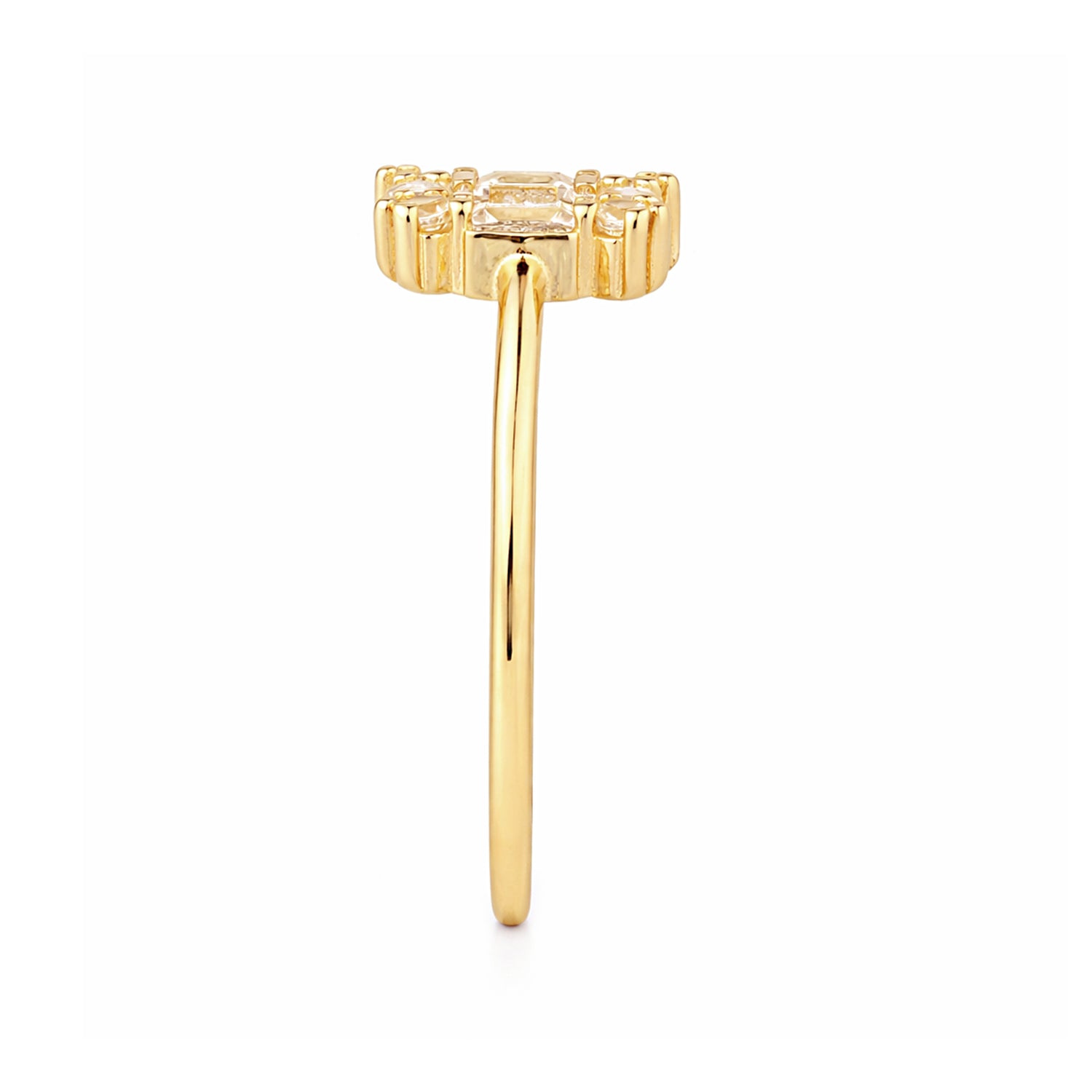 9ct Yellow Gold CZ Baguette Square Cluster Ring