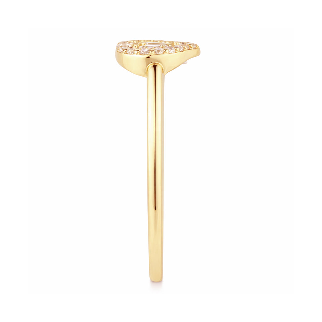 9ct Yellow Gold Cubic Zirconia Baguette Heart Cluster Ring