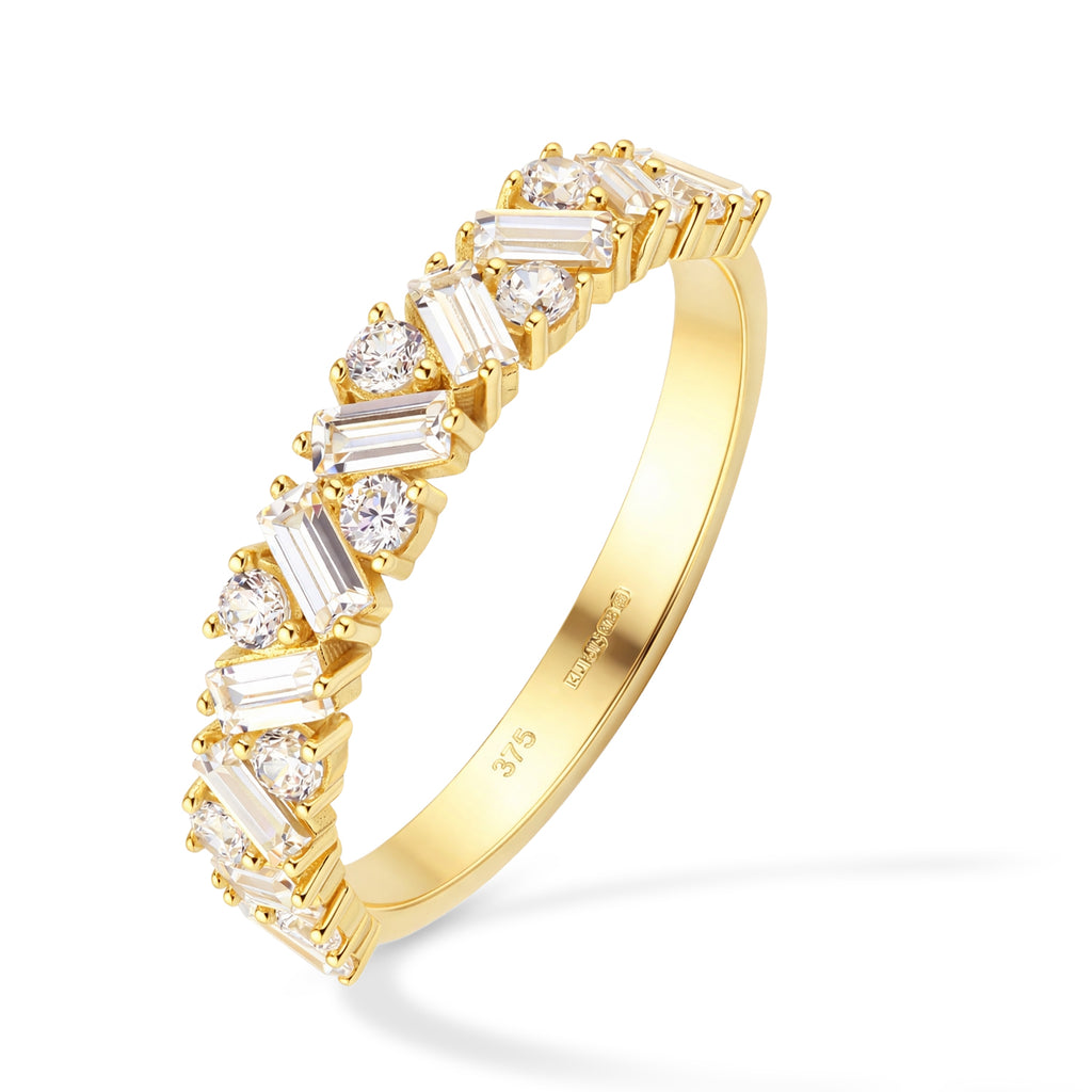 9ct Yellow Gold Cubic Zirconia Baguette Eternity Ring