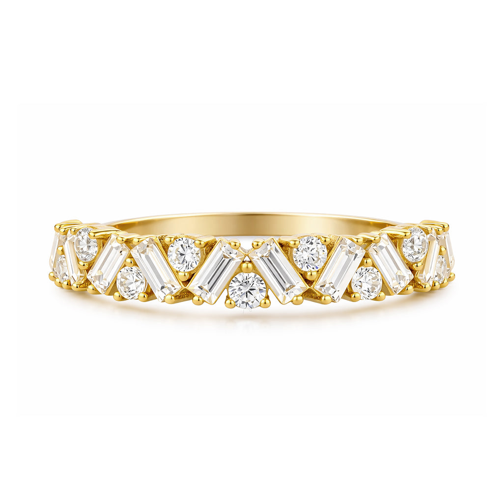 9ct Yellow Gold Cubic Zirconia Baguette Eternity Ring