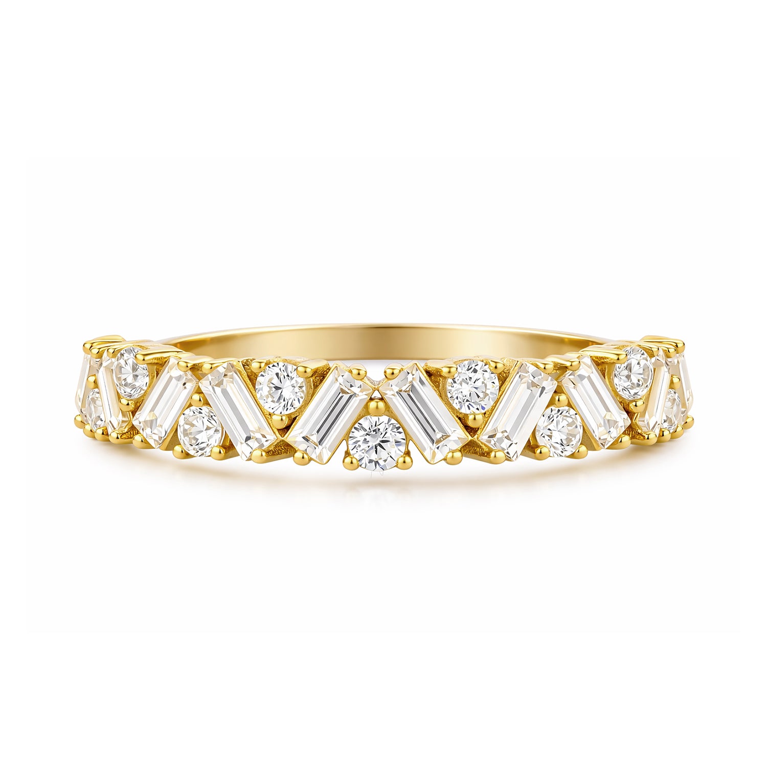 9ct Yellow Gold Cubic Zirconia Baguette Eternity Ring