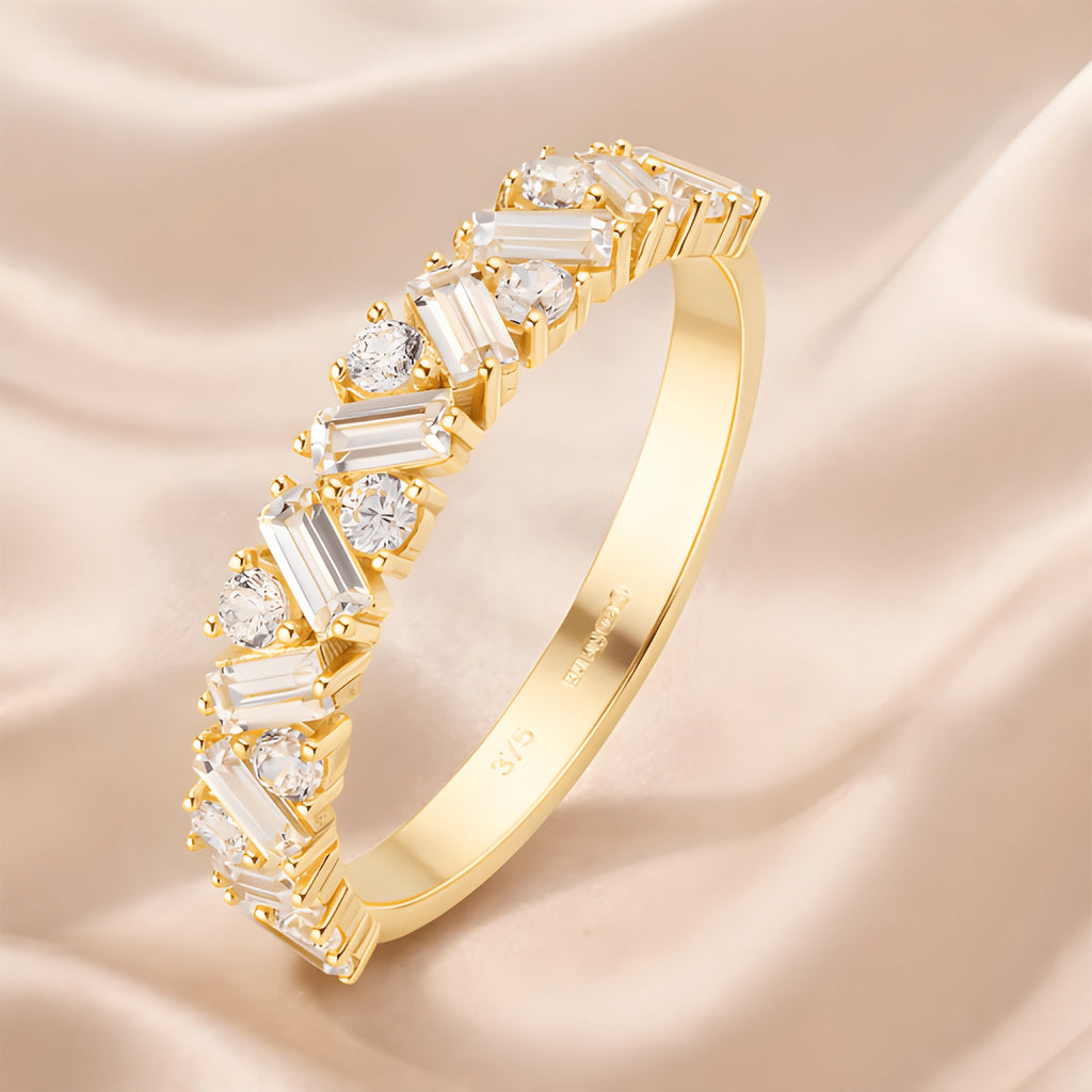 9ct Yellow Gold Cubic Zirconia Baguette Eternity Ring