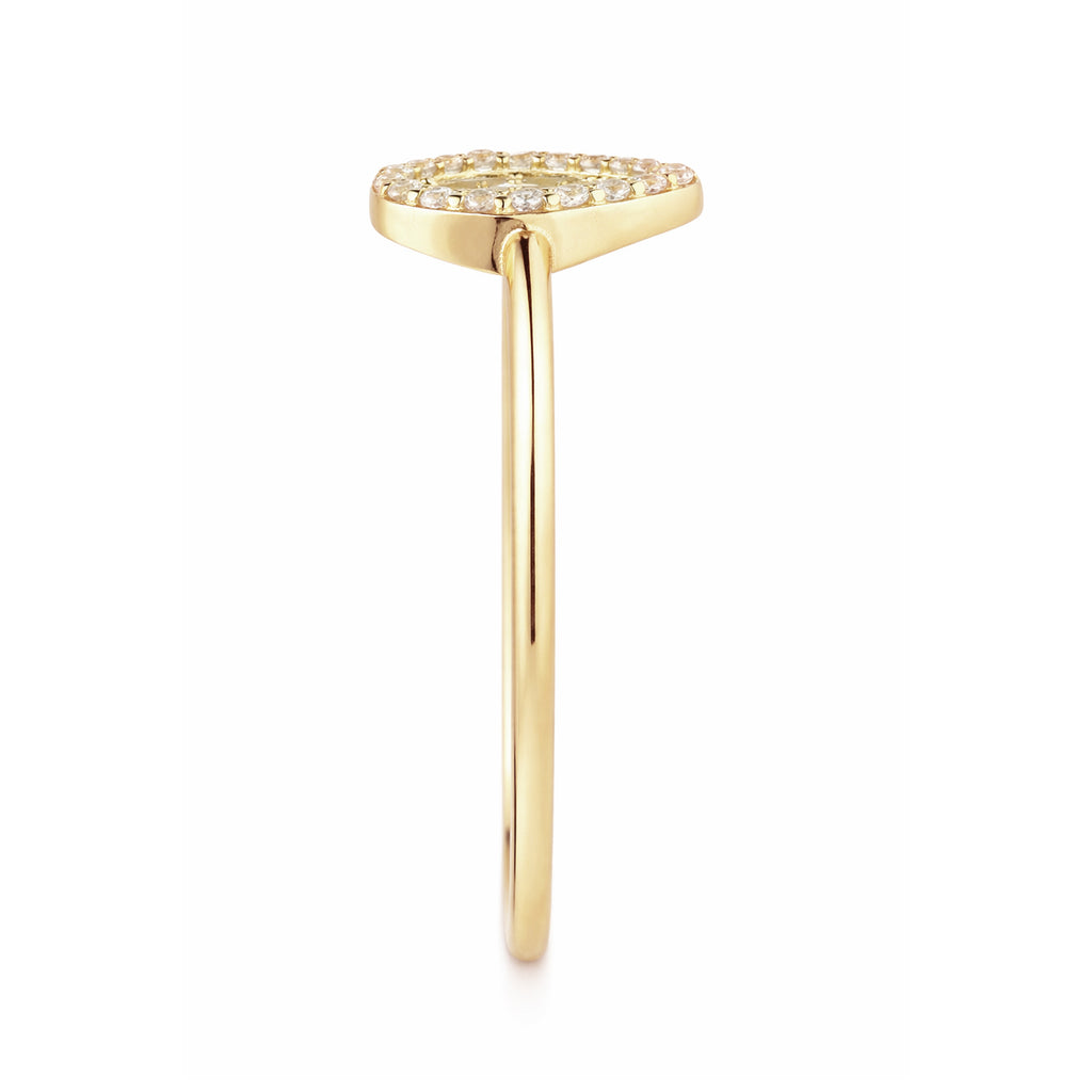 9ct Yellow Gold CZ Baguette Pear Halo Ring