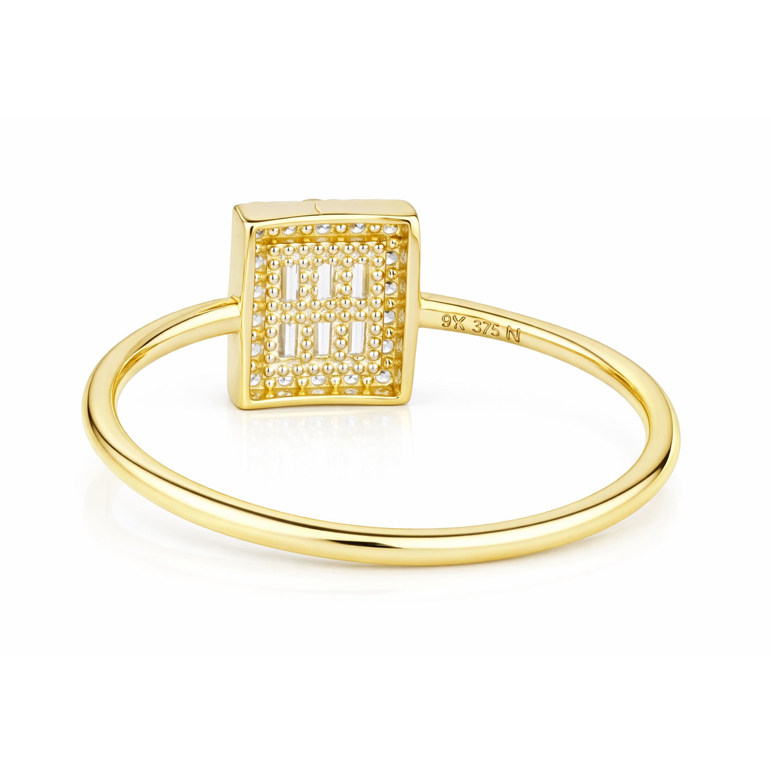 9ct Yellow Gold Cubic Zirconia Baguette Pear Halo Ring