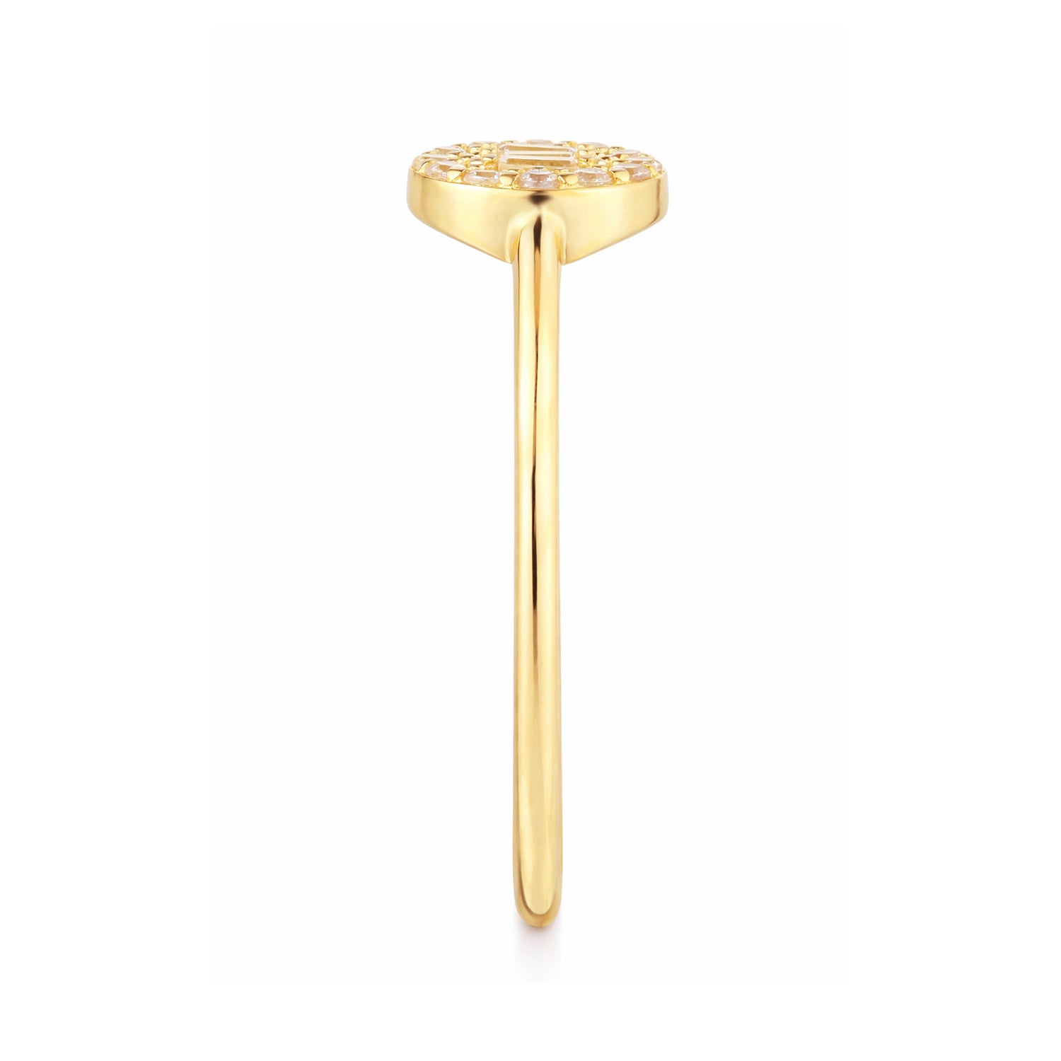 9ct Yellow Gold Cubic Zirconia Baguette Round Halo Ring