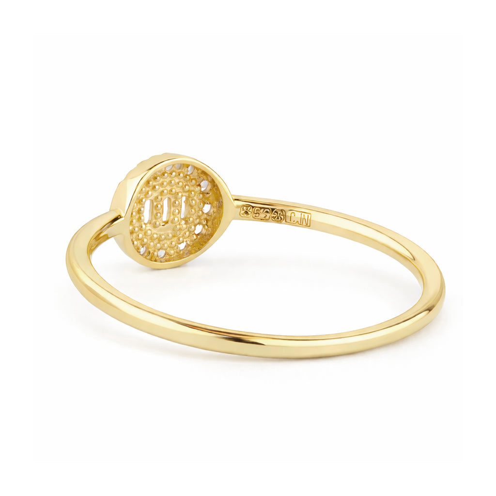 9ct Yellow Gold Cubic Zirconia Baguette Round Halo Ring