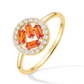 9ct Yellow Gold Orange Cubic Zirconia Baguette Circle Ring