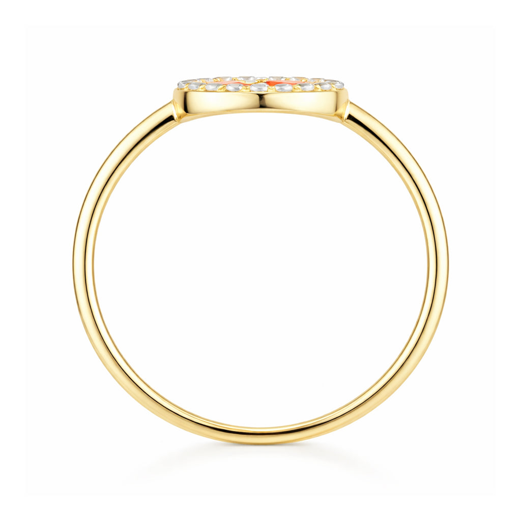 9ct Yellow Gold Orange Cubic Zirconia Baguette Circle Ring