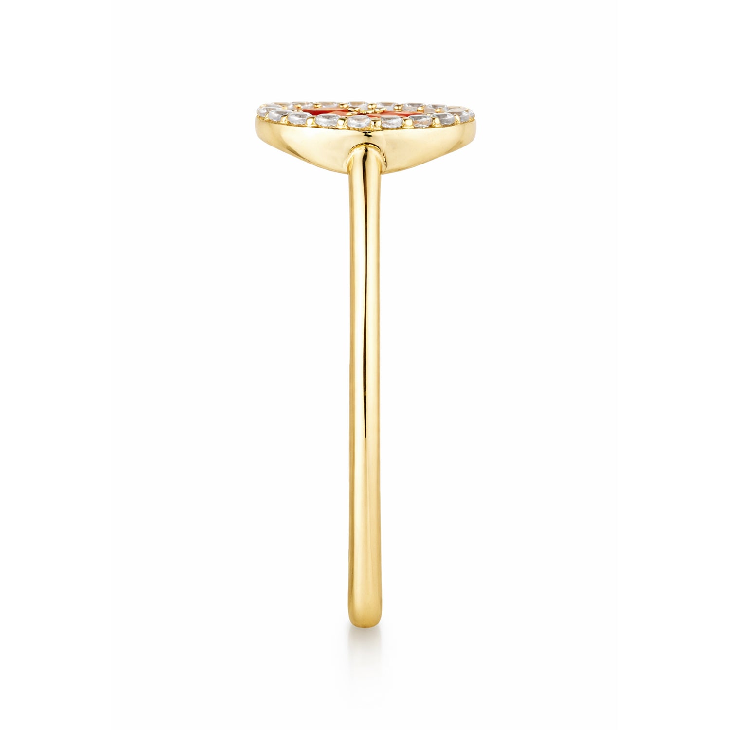 9ct Yellow Gold Orange Cubic Zirconia Baguette Circle Ring