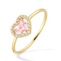 9ct Yellow Gold Pink Cubic Zirconia Baguette Heart Ring For Women