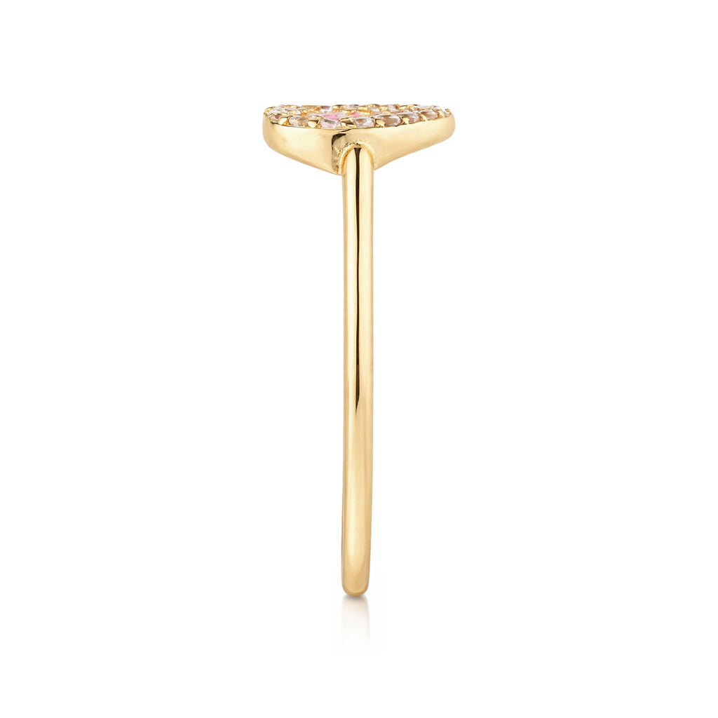 9ct Yellow Gold Pink Cubic Zirconia Baguette Heart Ring For Women