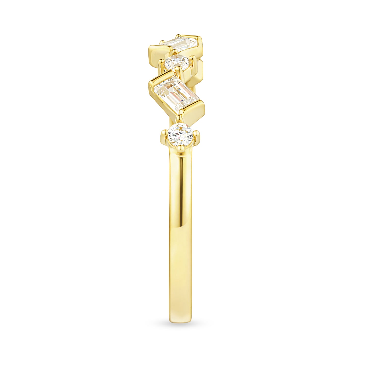 9ct Yellow Gold Cubic Zirconia Baguette Geometric Eternity Ring For Her