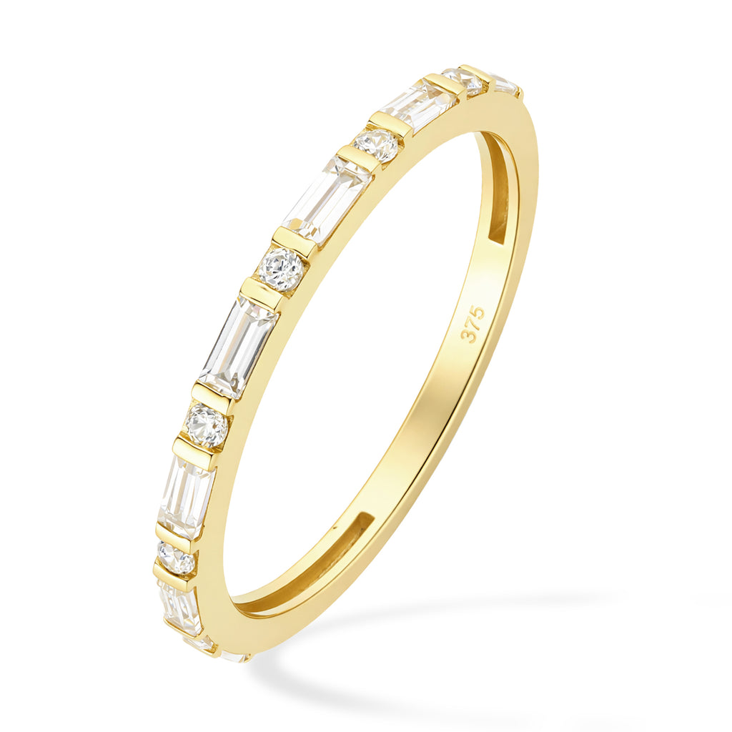 9ct Yellow Gold Cubic Zirconia Baguette Eternity Ring