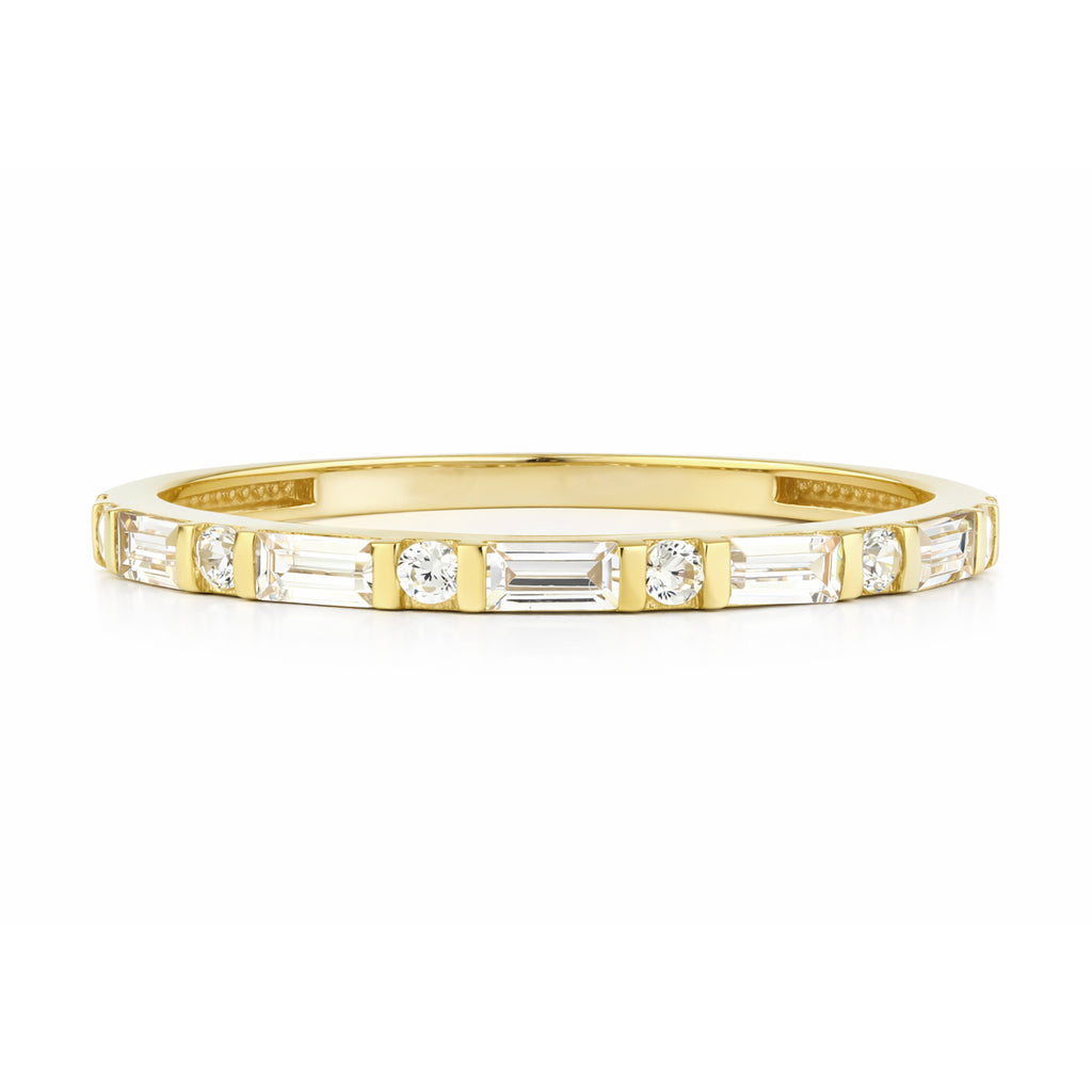 9ct Yellow Gold Cubic Zirconia Baguette Eternity Ring