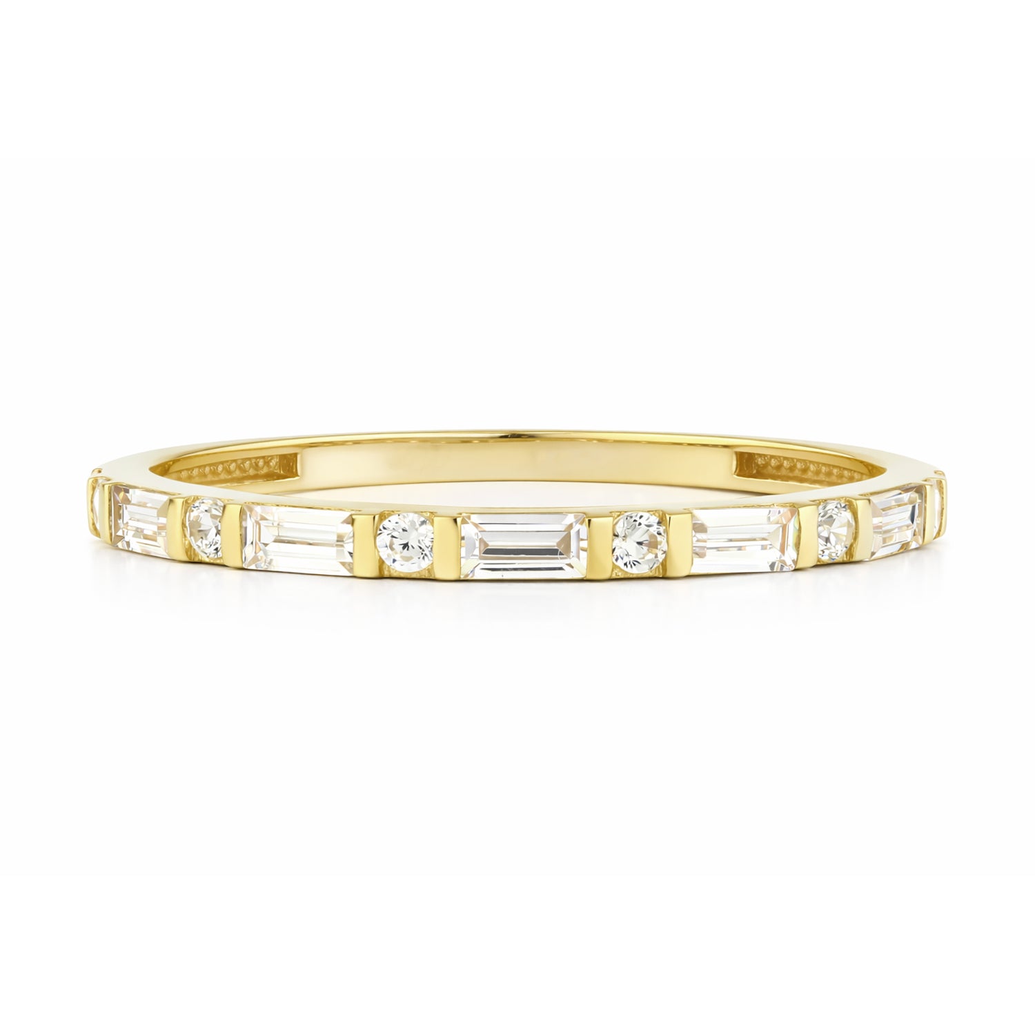 9ct Yellow Gold Cubic Zirconia Baguette Eternity Ring
