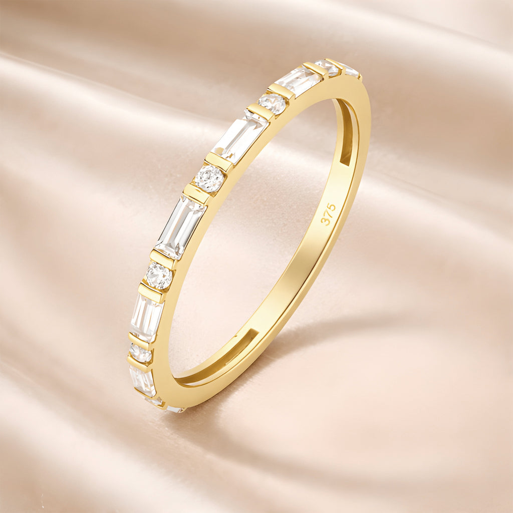 9ct Yellow Gold Cubic Zirconia Baguette Eternity Ring