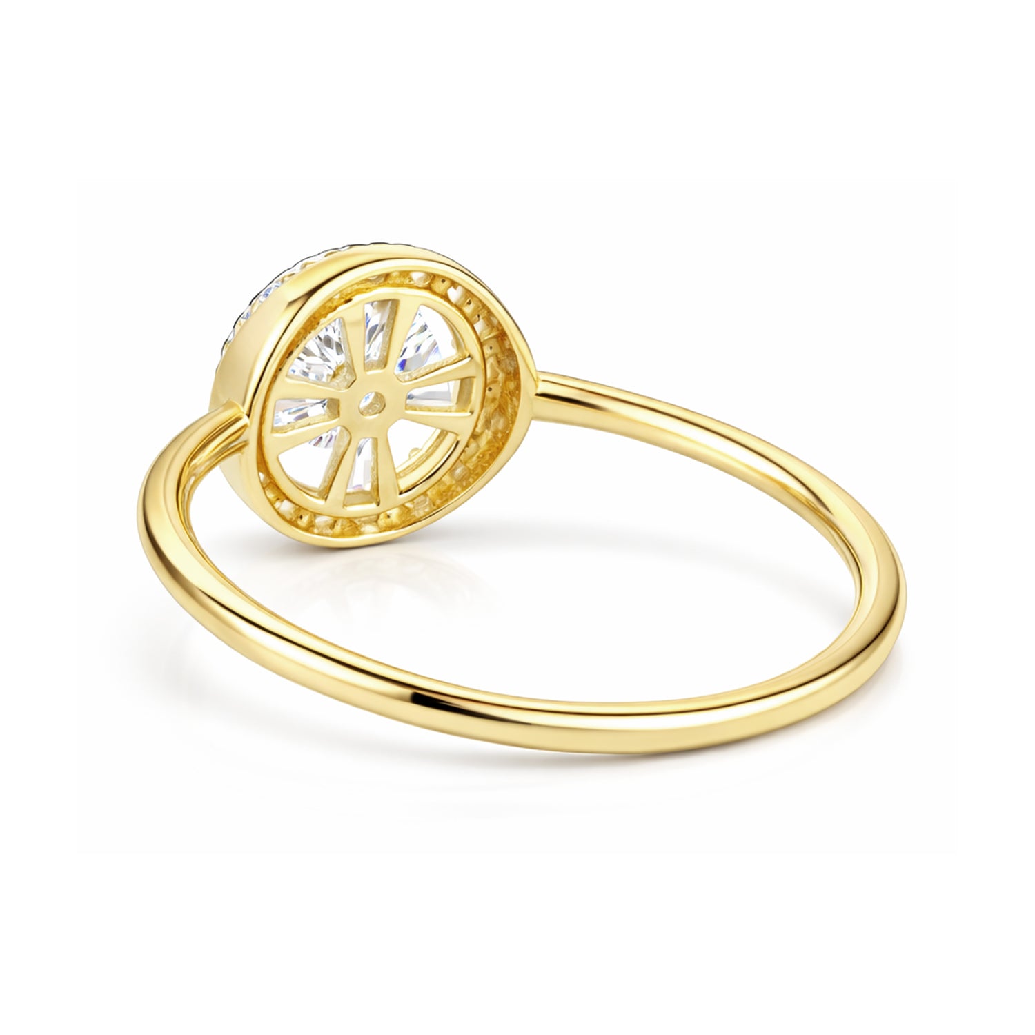 9ct Yellow Gold CZ Baguette Sunburst Ring