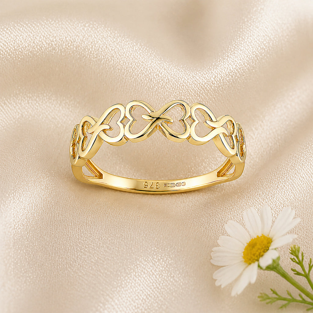 9ct Yellow Gold Infinity Heart Ring
