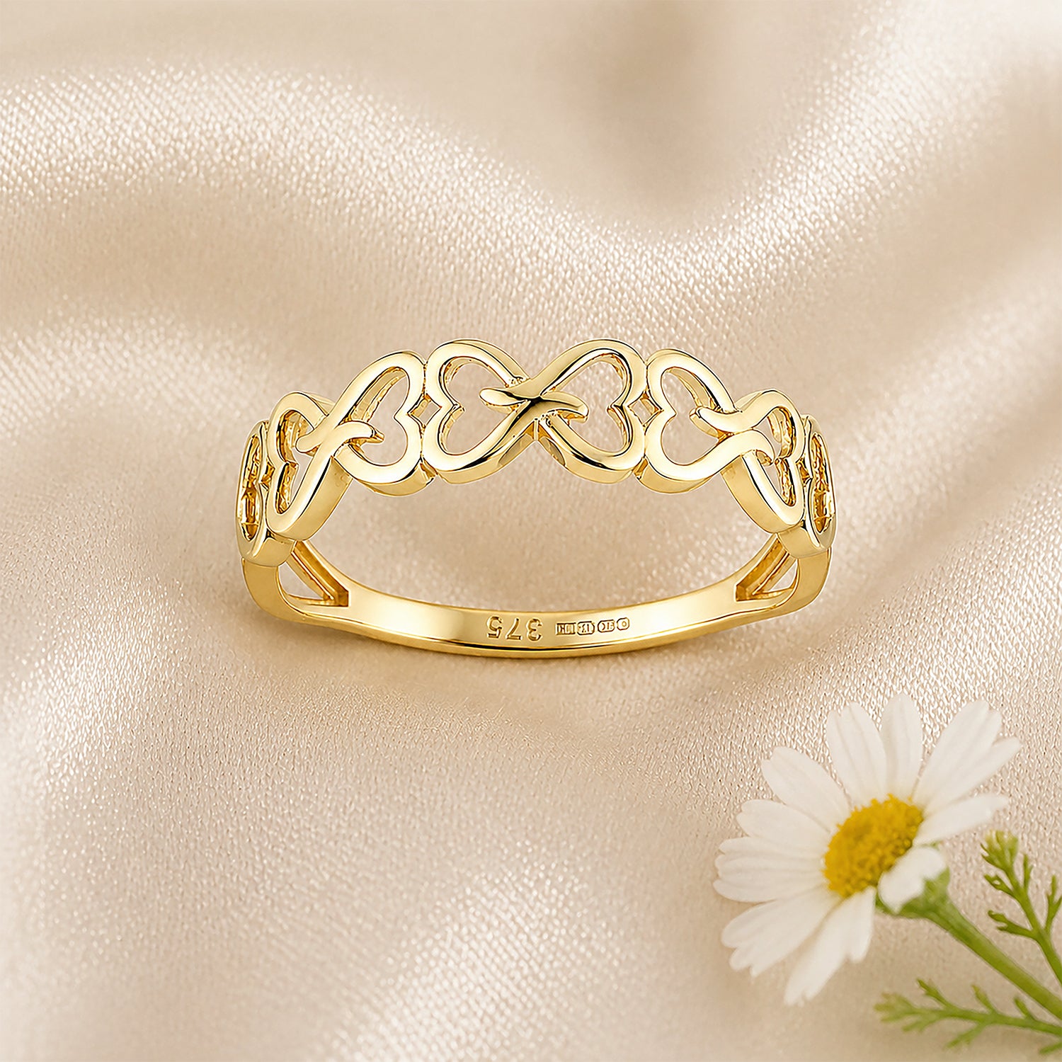 9ct Yellow Gold Infinity Heart Ring