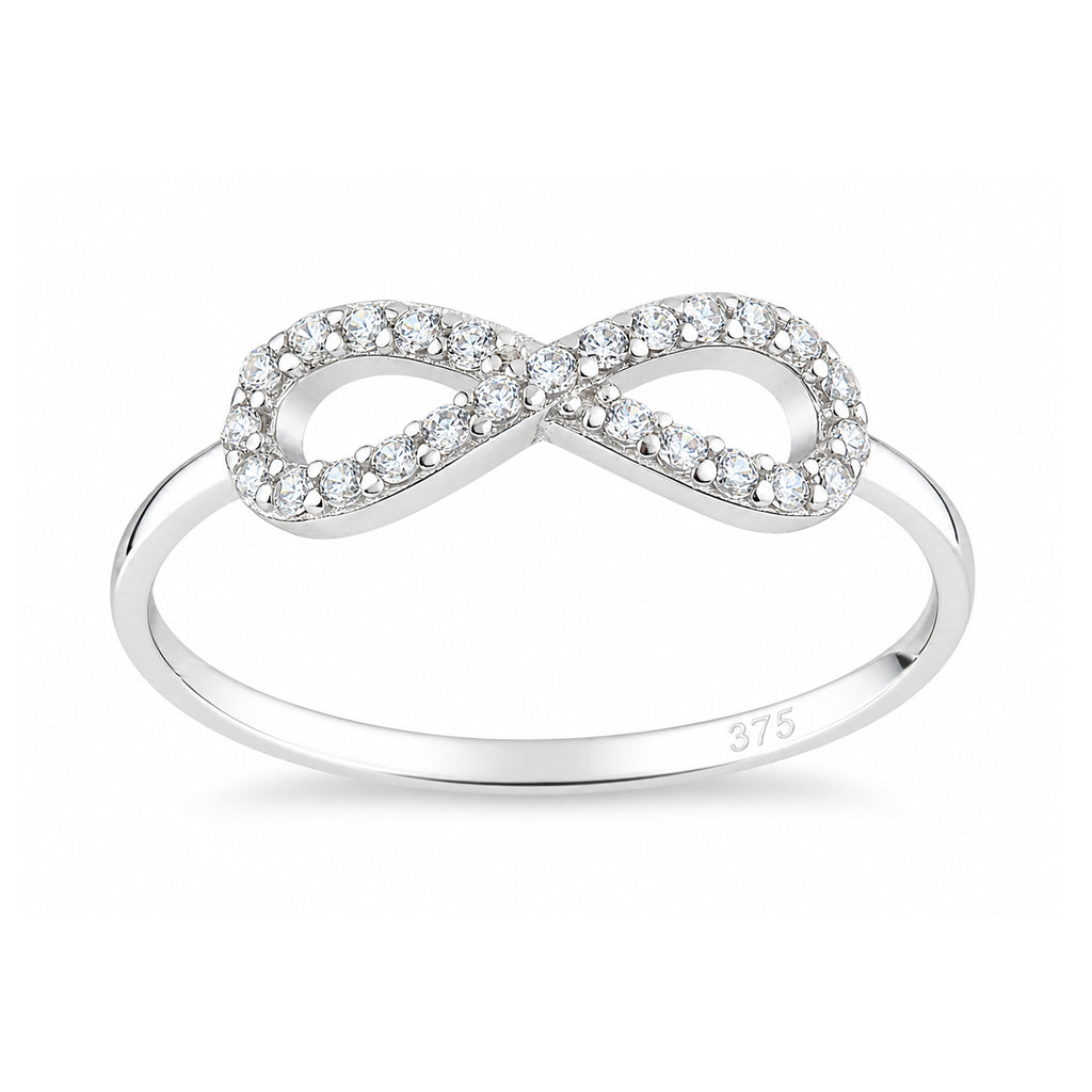 9ct White Gold Cubic Zirconia Infinity Ring