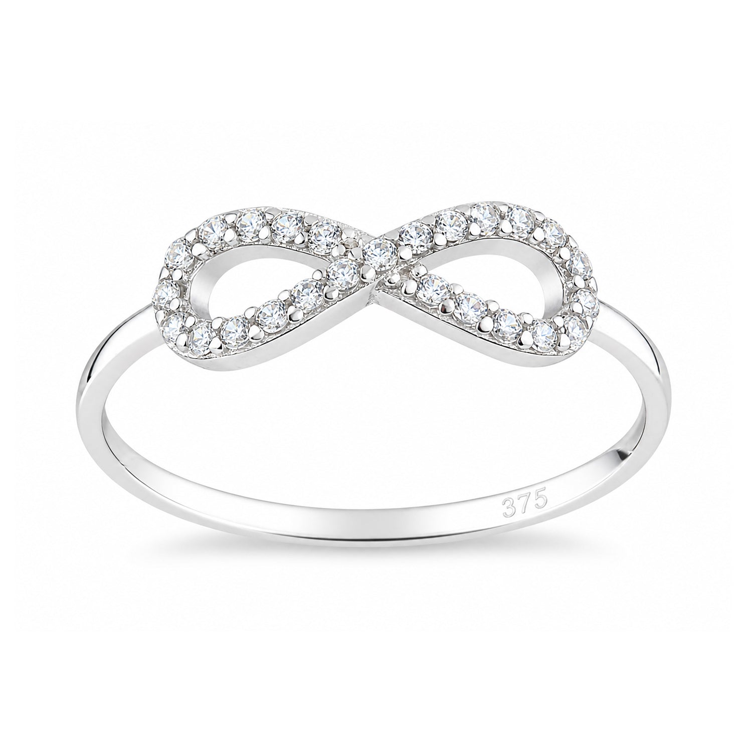 9ct White Gold Cubic Zirconia Infinity Ring