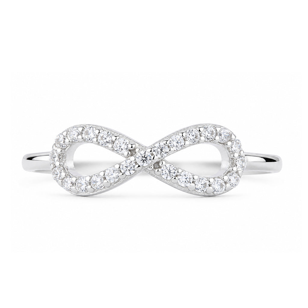9ct White Gold Cubic Zirconia Infinity Ring