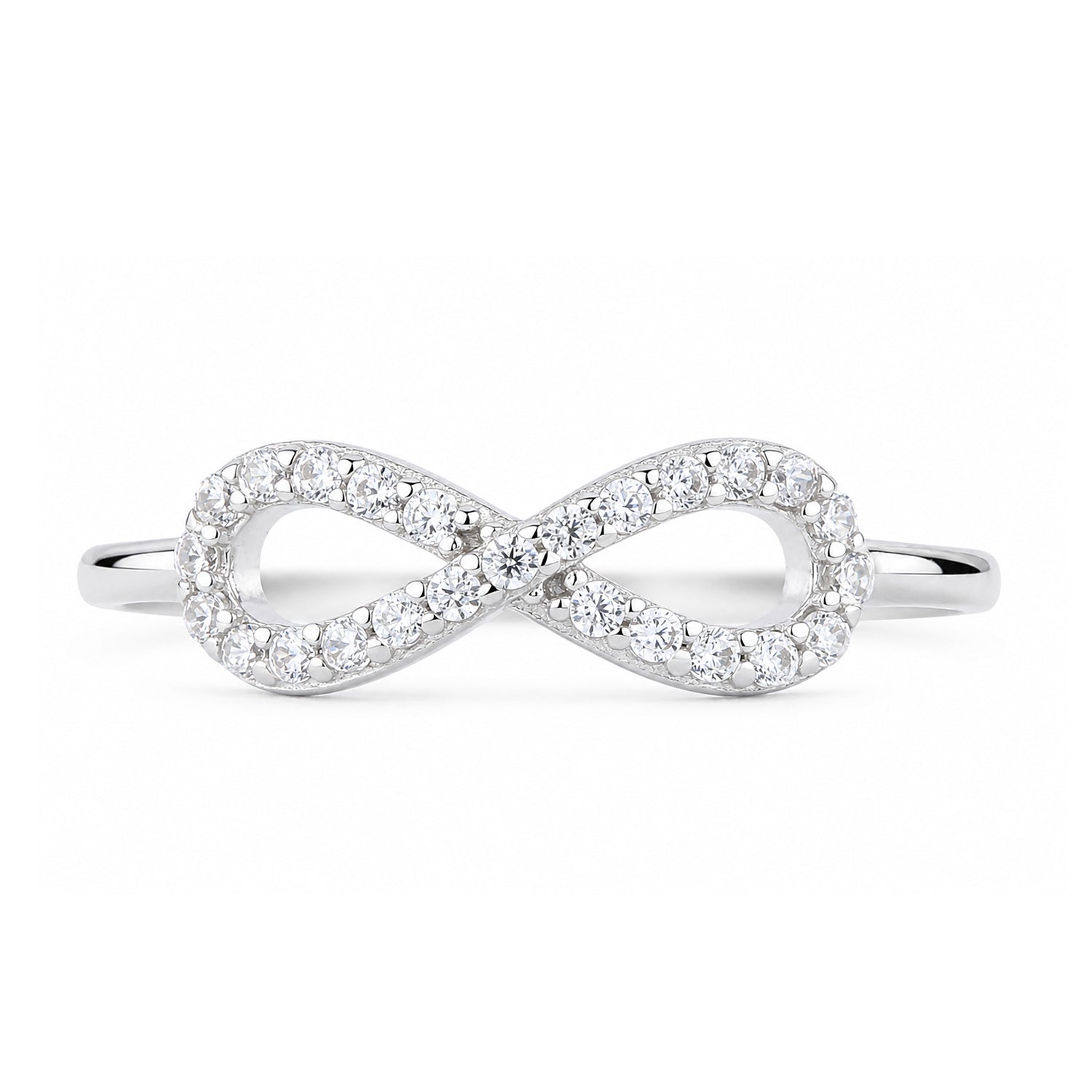 9ct White Gold Cubic Zirconia Infinity Ring