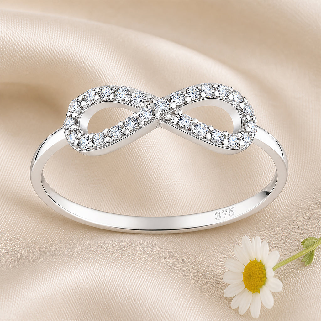 9ct White Gold Cubic Zirconia Infinity Ring