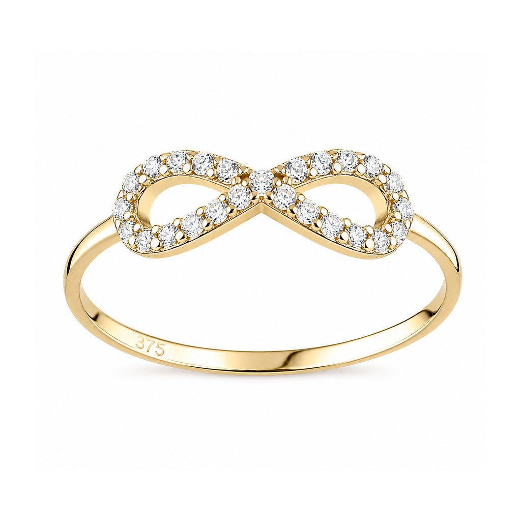 9ct Yellow Gold CZ Stone Set Infinity Ring