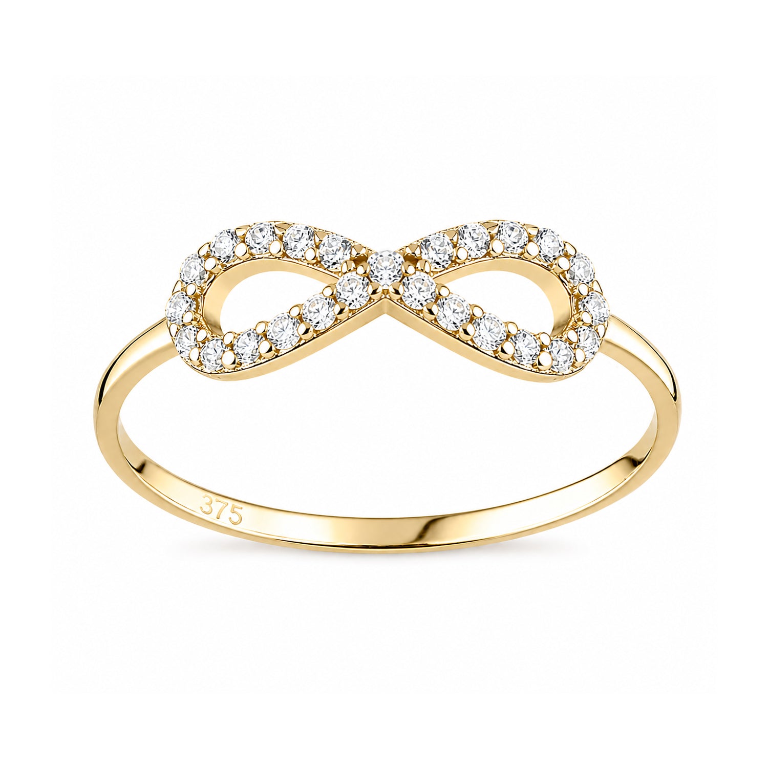 9ct Yellow Gold CZ Stone Set Infinity Ring