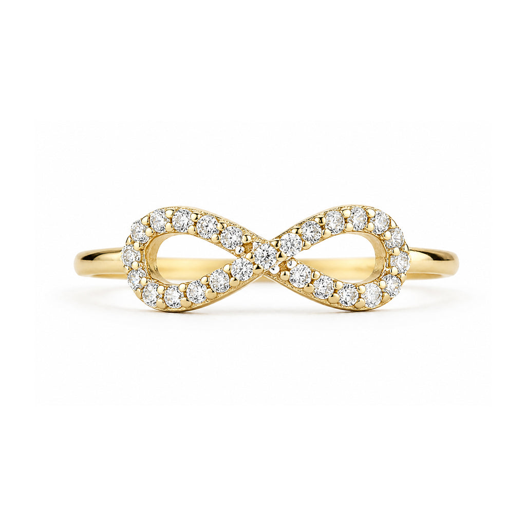 9ct Yellow Gold CZ Stone Set Infinity Ring