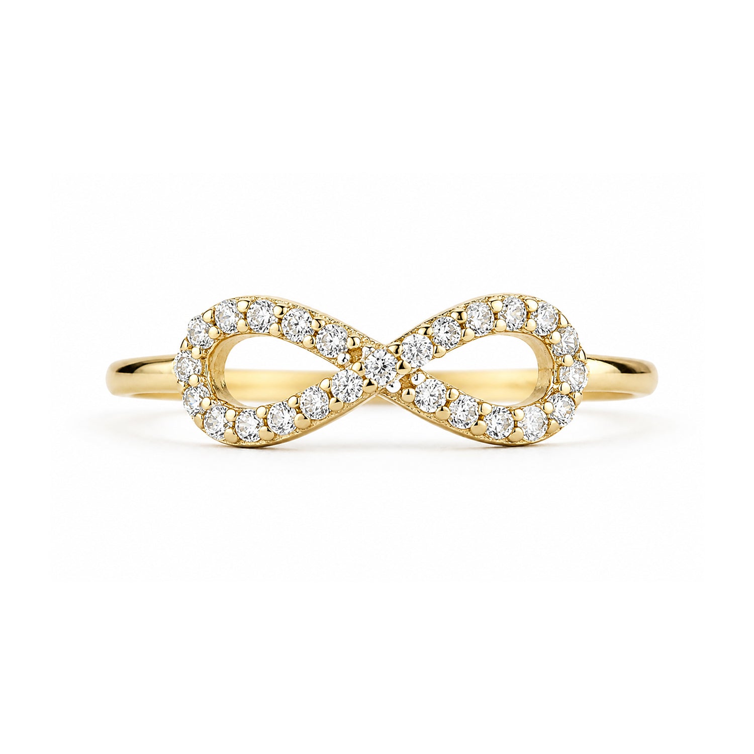 9ct Yellow Gold CZ Stone Set Infinity Ring
