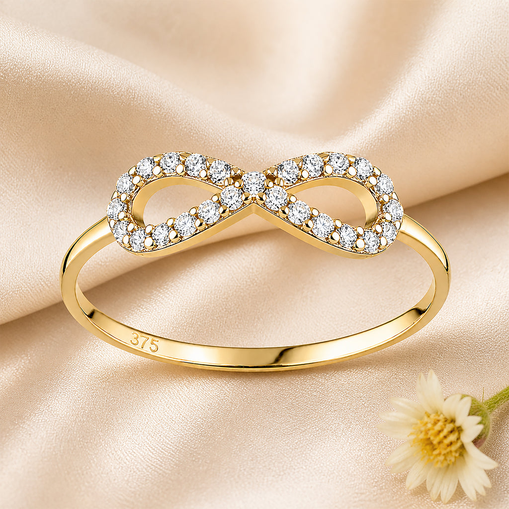 9ct Yellow Gold CZ Stone Set Infinity Ring
