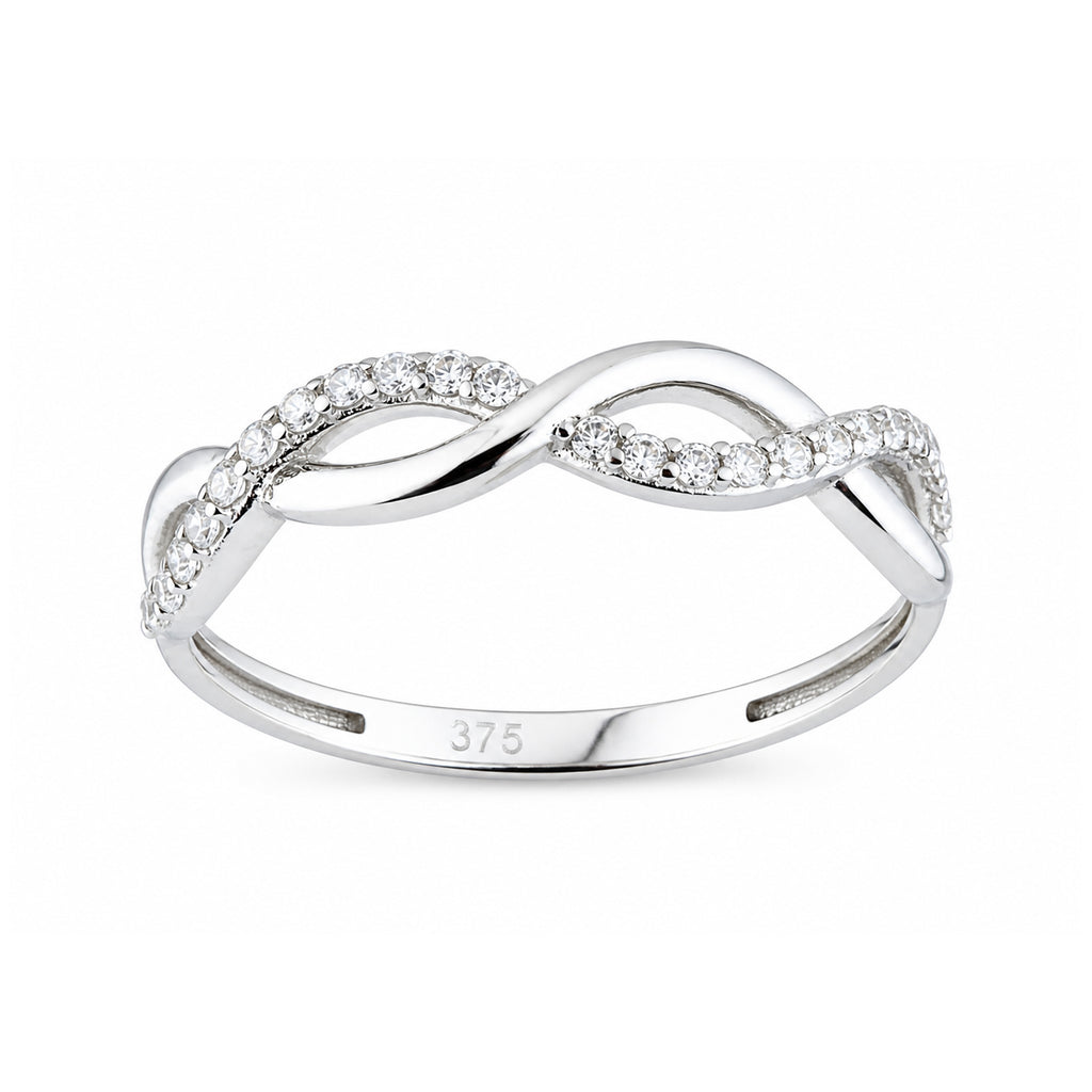 9ct White Gold Cubic Zirconia Infinity Ring