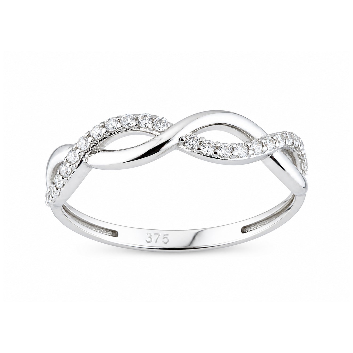 9ct White Gold Cubic Zirconia Infinity Ring