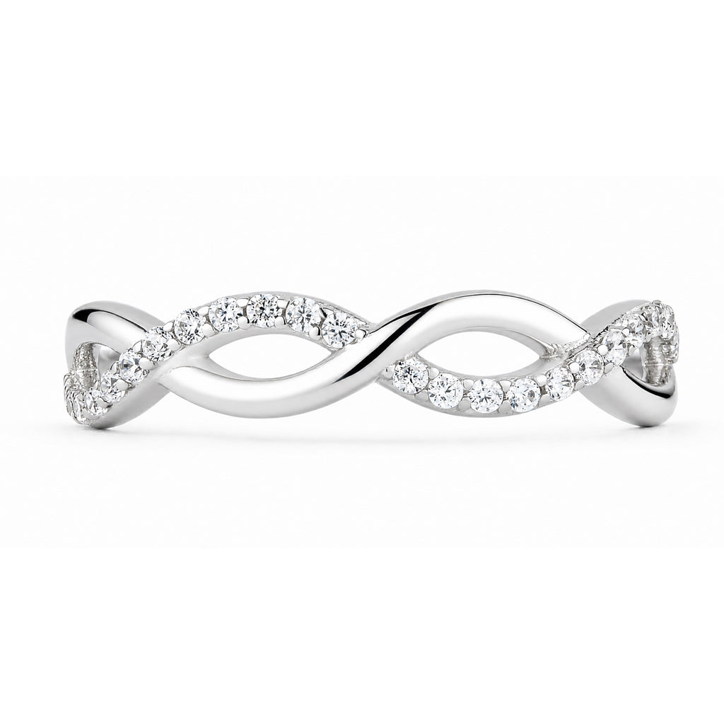 9ct White Gold Cubic Zirconia Infinity Ring